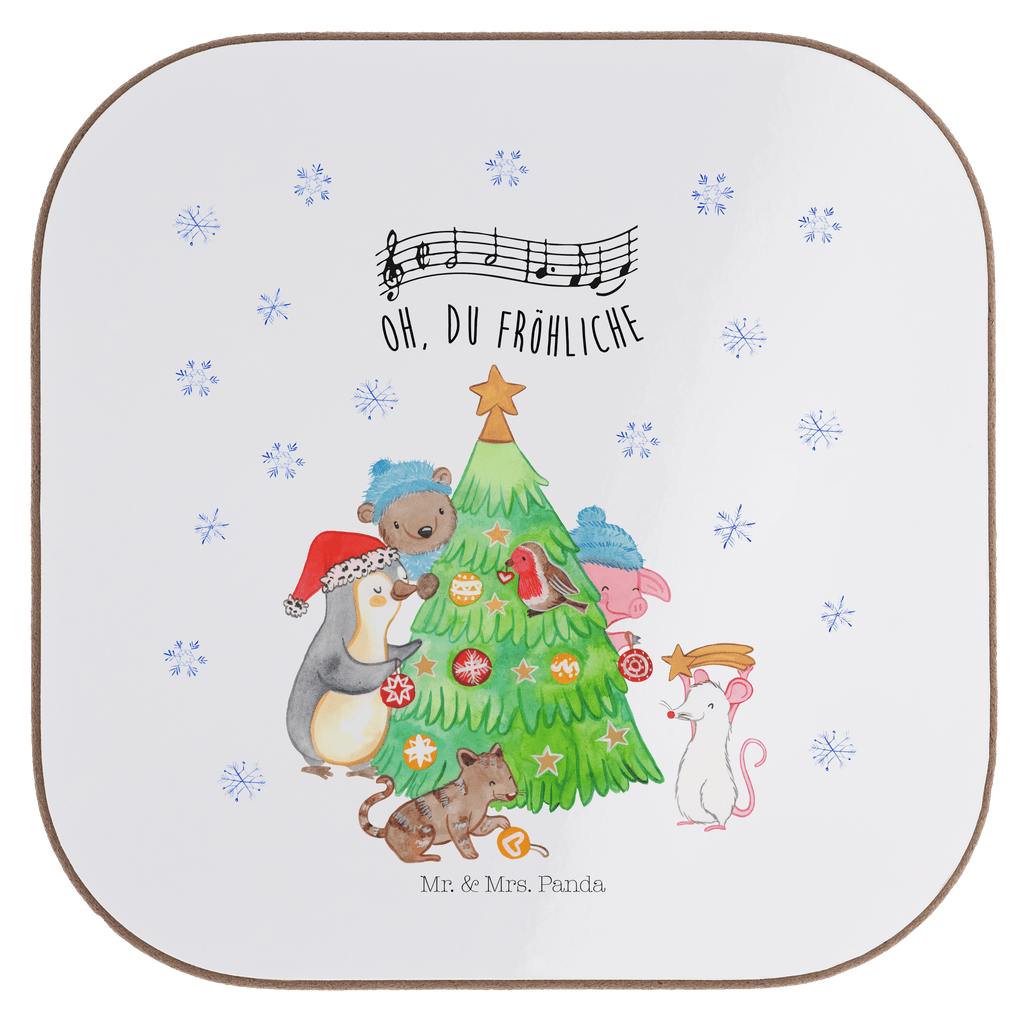 Quadratische Untersetzer Weihnachtsbaum schmücken Bierdeckel, Glasuntersetzer, Untersetzer Gläser, Getränkeuntersetzer, Winter, Weihnachten, Weihnachtsdeko, Nikolaus, Advent, Heiligabend, Wintermotiv