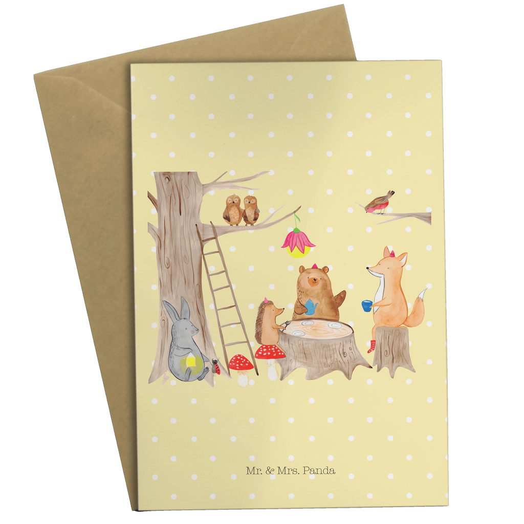 Grußkarte Waldtiere Picknick Klappkarte, Einladungskarte, Glückwunschkarte, Hochzeitskarte, Geburtstagskarte, Karte, Tiermotive, Gute Laune, lustige Sprüche, Tiere, Waldtiere, Picknick, Wald, Fuchs, Hase, Igel, Maus, Eichhörnchen