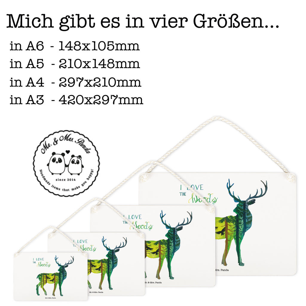 Deko Schild Hirsch I love the woods Dekoschild, Deko Schild, Schild, Tür Schild, Türschild, Holzschild, Wandschild, Wanddeko, Blumen Deko, Frühlings Deko, Sommer Deko, Dekoration, positive Botschaft, Naturliebhaber, Outdoor, Natur, Abenteuer, Wald, woods, Hirsch