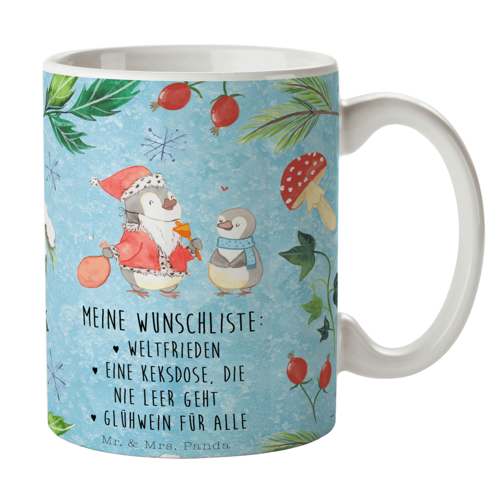 Tasse Pinguin Wunschliste  Becher, Kaffeetasse, Kaffeebecher, Tee, Frühstück, Büro  Winter, Weihnachten, Weihnachtsdeko, Nikolaus, Advent, Heiligabend, Wintermotiv