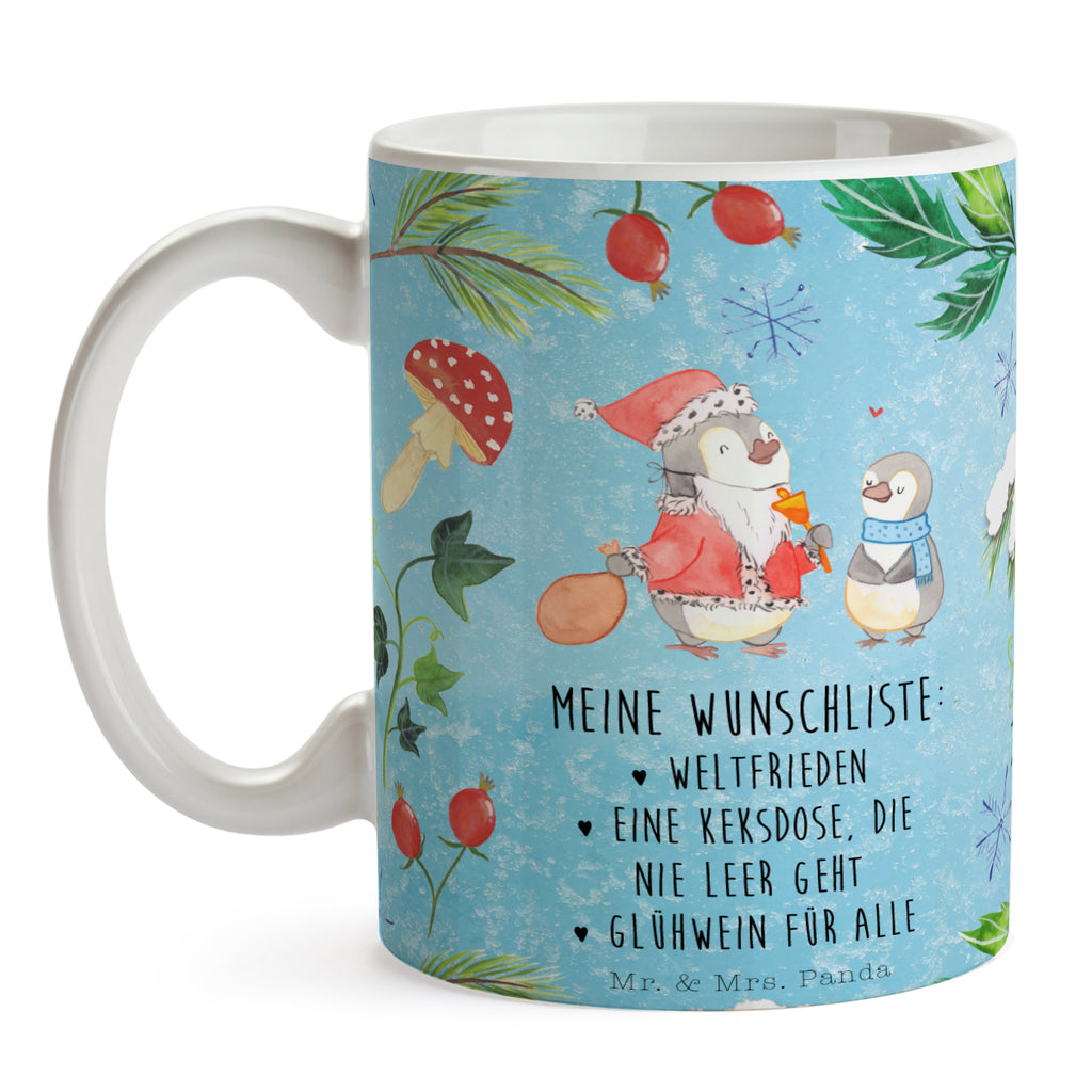Tasse Pinguin Wunschliste  Becher, Kaffeetasse, Kaffeebecher, Tee, Frühstück, Büro  Winter, Weihnachten, Weihnachtsdeko, Nikolaus, Advent, Heiligabend, Wintermotiv