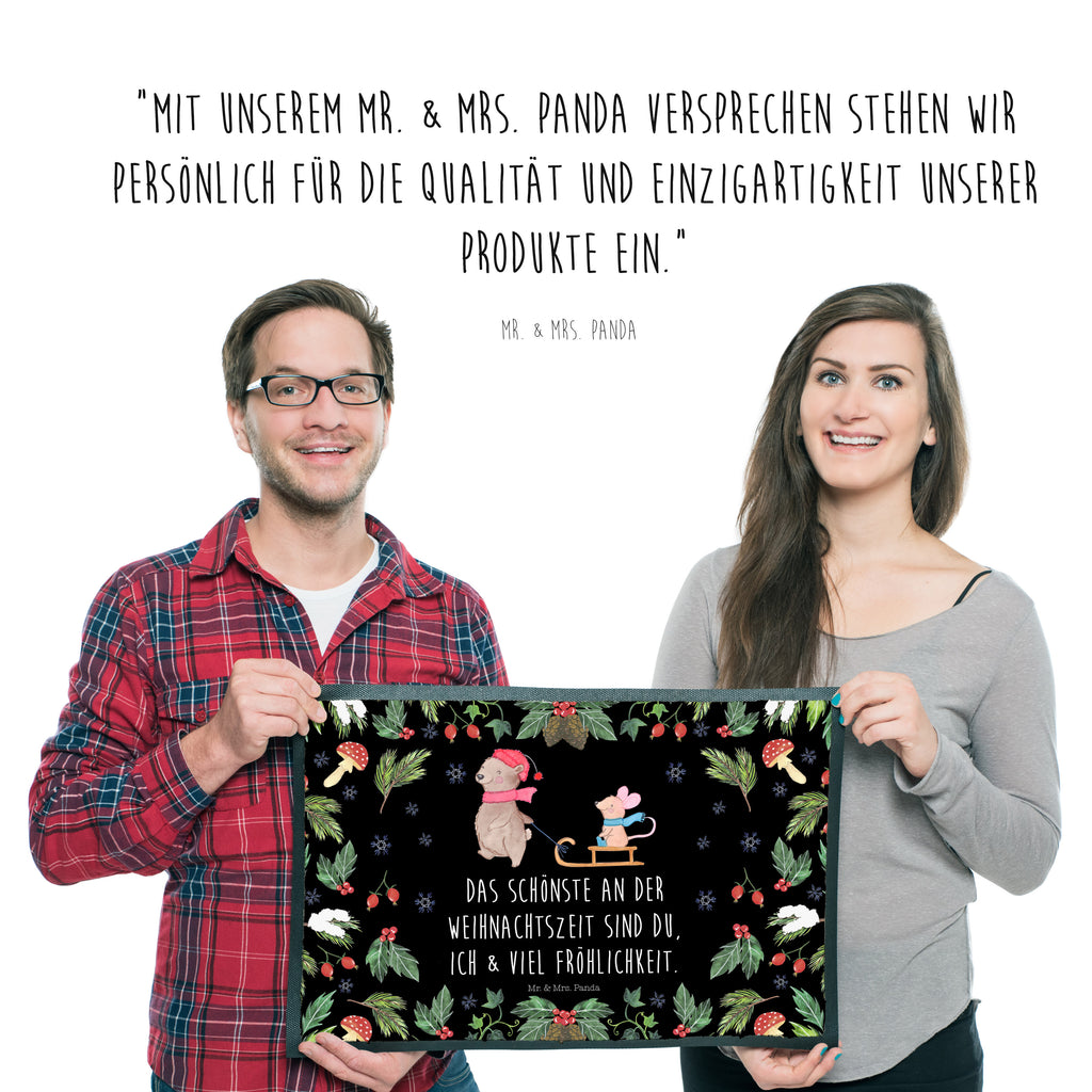 Fußmatte Bär Maus Schlitten  Türvorleger, Schmutzmatte, Fußabtreter, Matte, Schmutzfänger, Fußabstreifer, Schmutzfangmatte, Türmatte, Motivfußmatte,  Haustürmatte, Vorleger  Winter, Weihnachten, Weihnachtsdeko, Nikolaus, Advent, Heiligabend, Wintermotiv