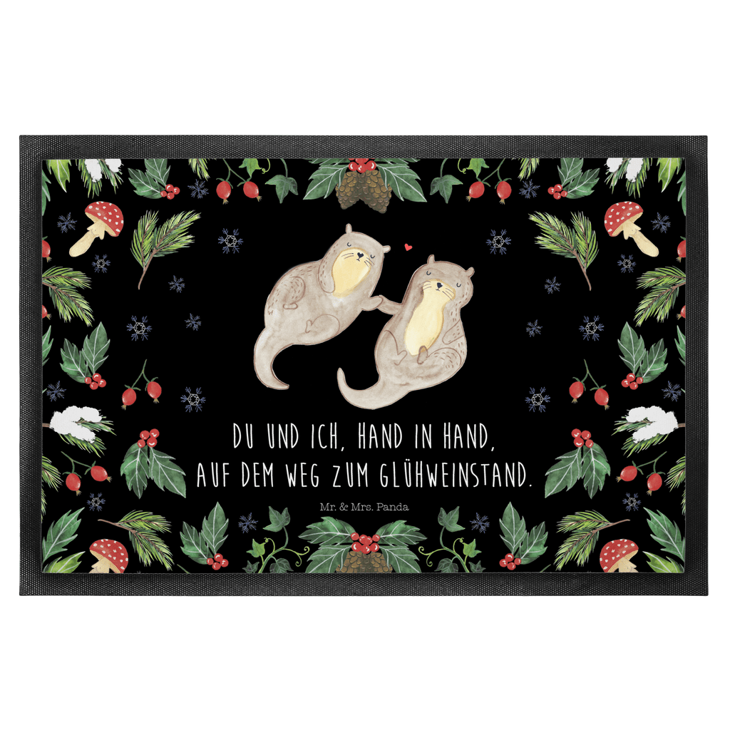 Fußmatte Otter Glühweinstand  Türvorleger, Schmutzmatte, Fußabtreter, Matte, Schmutzfänger, Fußabstreifer, Schmutzfangmatte, Türmatte, Motivfußmatte,  Haustürmatte, Vorleger  Winter, Weihnachten, Weihnachtsdeko, Nikolaus, Advent, Heiligabend, Wintermotiv