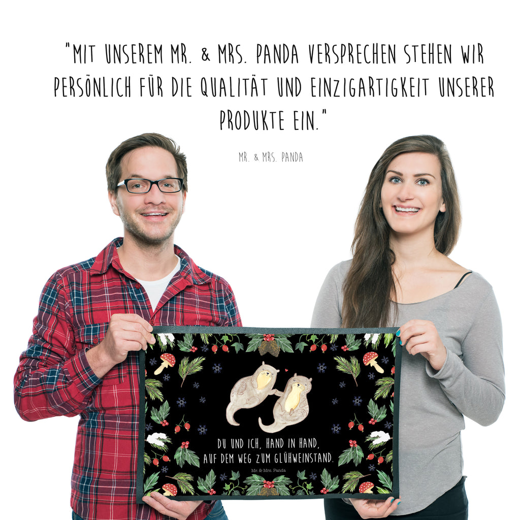 Fußmatte Otter Glühweinstand  Türvorleger, Schmutzmatte, Fußabtreter, Matte, Schmutzfänger, Fußabstreifer, Schmutzfangmatte, Türmatte, Motivfußmatte,  Haustürmatte, Vorleger  Winter, Weihnachten, Weihnachtsdeko, Nikolaus, Advent, Heiligabend, Wintermotiv