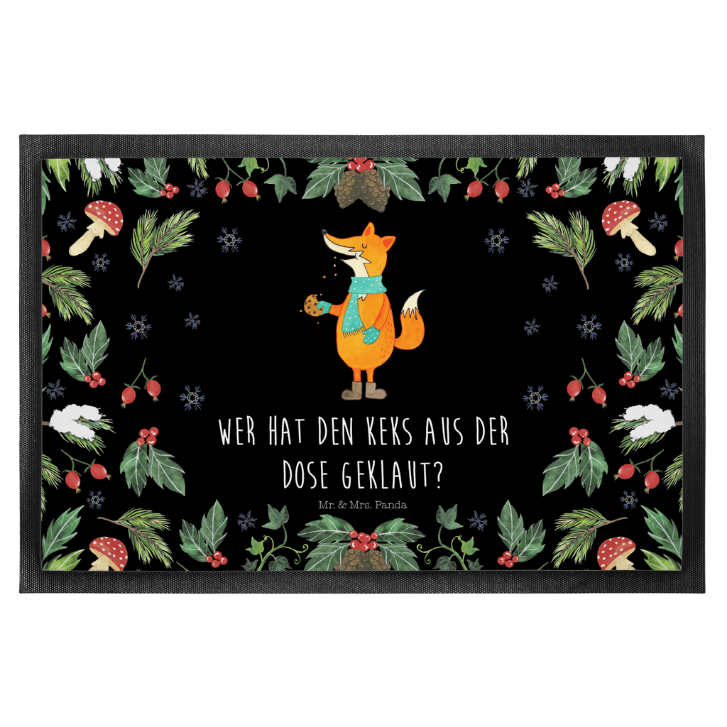 Fußmatte Fuchs Keksdose  Türvorleger, Schmutzmatte, Fußabtreter, Matte, Schmutzfänger, Fußabstreifer, Schmutzfangmatte, Türmatte, Motivfußmatte,  Haustürmatte, Vorleger  Winter, Weihnachten, Weihnachtsdeko, Nikolaus, Advent, Heiligabend, Wintermotiv