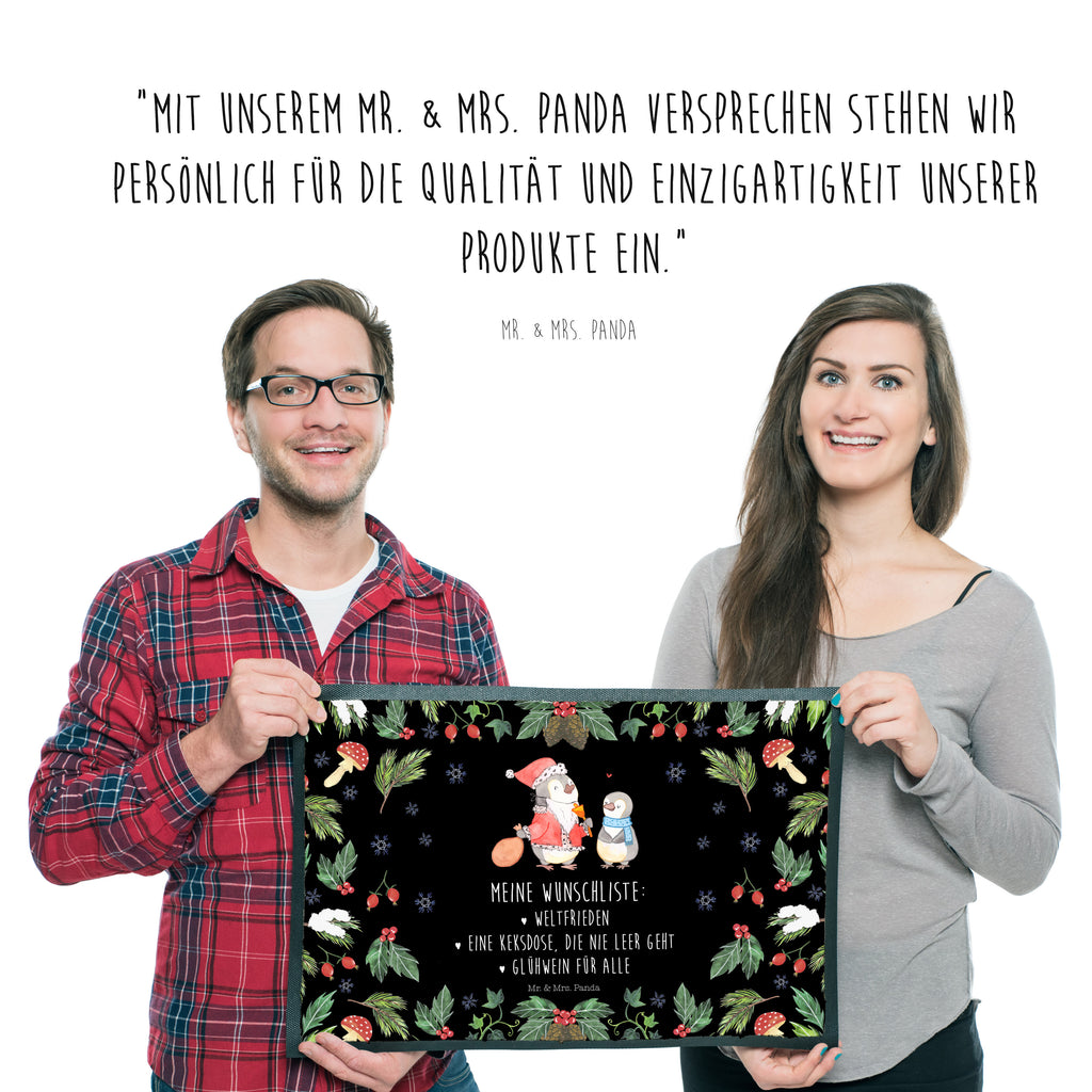 Fußmatte Pinguin Wunschliste  Türvorleger, Schmutzmatte, Fußabtreter, Matte, Schmutzfänger, Fußabstreifer, Schmutzfangmatte, Türmatte, Motivfußmatte,  Haustürmatte, Vorleger  Winter, Weihnachten, Weihnachtsdeko, Nikolaus, Advent, Heiligabend, Wintermotiv