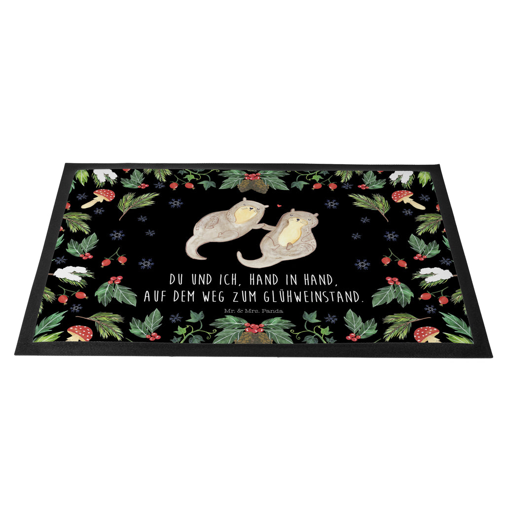 Fußmatte Otter Glühweinstand  Türvorleger, Schmutzmatte, Fußabtreter, Matte, Schmutzfänger, Fußabstreifer, Schmutzfangmatte, Türmatte, Motivfußmatte,  Haustürmatte, Vorleger  Winter, Weihnachten, Weihnachtsdeko, Nikolaus, Advent, Heiligabend, Wintermotiv