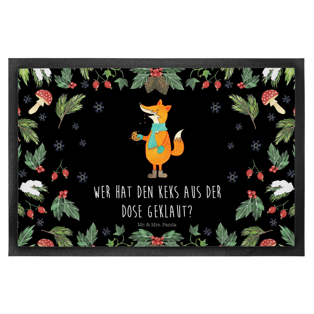 Fußmatte Fuchs Keksdose  Türvorleger, Schmutzmatte, Fußabtreter, Matte, Schmutzfänger, Fußabstreifer, Schmutzfangmatte, Türmatte, Motivfußmatte,  Haustürmatte, Vorleger  Winter, Weihnachten, Weihnachtsdeko, Nikolaus, Advent, Heiligabend, Wintermotiv