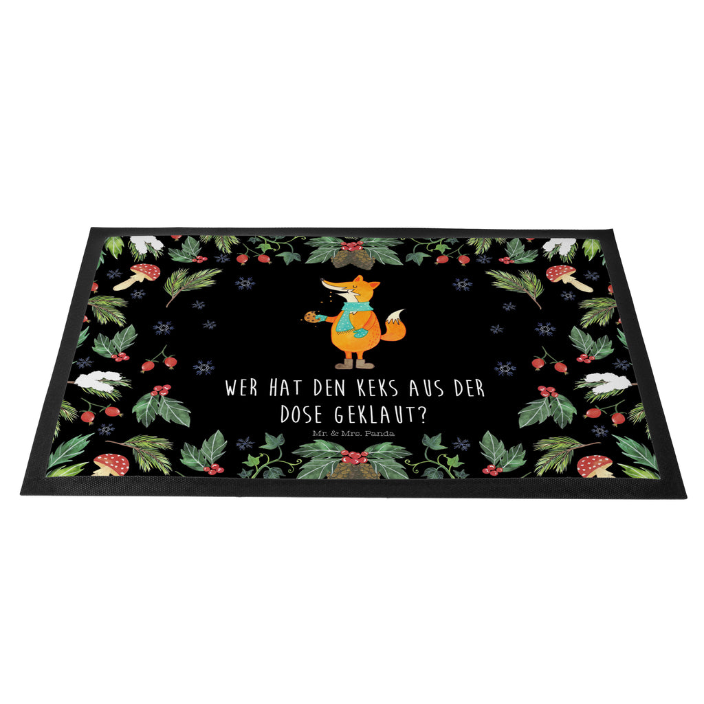 Fußmatte Fuchs Keksdose  Türvorleger, Schmutzmatte, Fußabtreter, Matte, Schmutzfänger, Fußabstreifer, Schmutzfangmatte, Türmatte, Motivfußmatte,  Haustürmatte, Vorleger  Winter, Weihnachten, Weihnachtsdeko, Nikolaus, Advent, Heiligabend, Wintermotiv