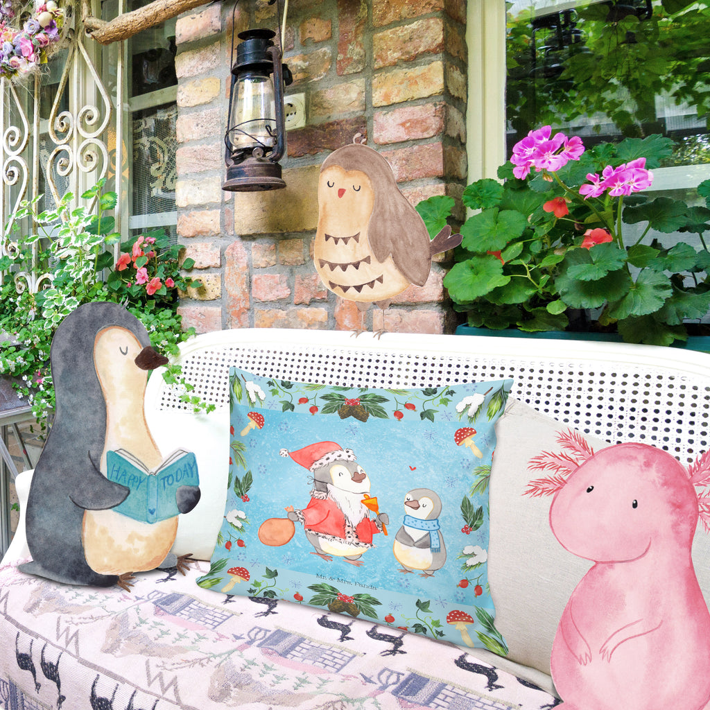 40x40 Kissen Pinguin Wunschliste Kissenhülle, Kopfkissen, Sofakissen, Dekokissen, Motivkissen, Winter, Weihnachten, Weihnachtsdeko, Nikolaus, Advent, Heiligabend, Wintermotiv