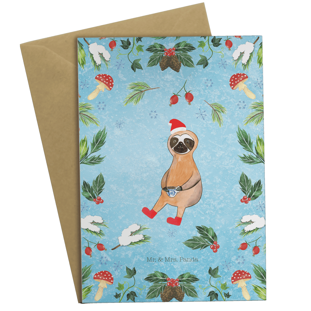Grußkarte Faultier Kakao Klappkarte, Einladungskarte, Glückwunschkarte, Hochzeitskarte, Geburtstagskarte, Karte, Winter, Weihnachten, Weihnachtsdeko, Nikolaus, Advent, Heiligabend, Wintermotiv
