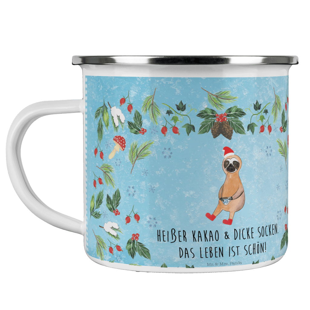 Camping Emaille Tasse Faultier Kakao Campingtasse, Trinkbecher, Metalltasse, Outdoor Tasse, Emaille Trinkbecher, Blechtasse Outdoor, Emaille Campingbecher, Edelstahl Trinkbecher, Metalltasse für Camping, Kaffee Blechtasse, Camping Tasse Metall, Winter, Weihnachten, Weihnachtsdeko, Nikolaus, Advent, Heiligabend, Wintermotiv