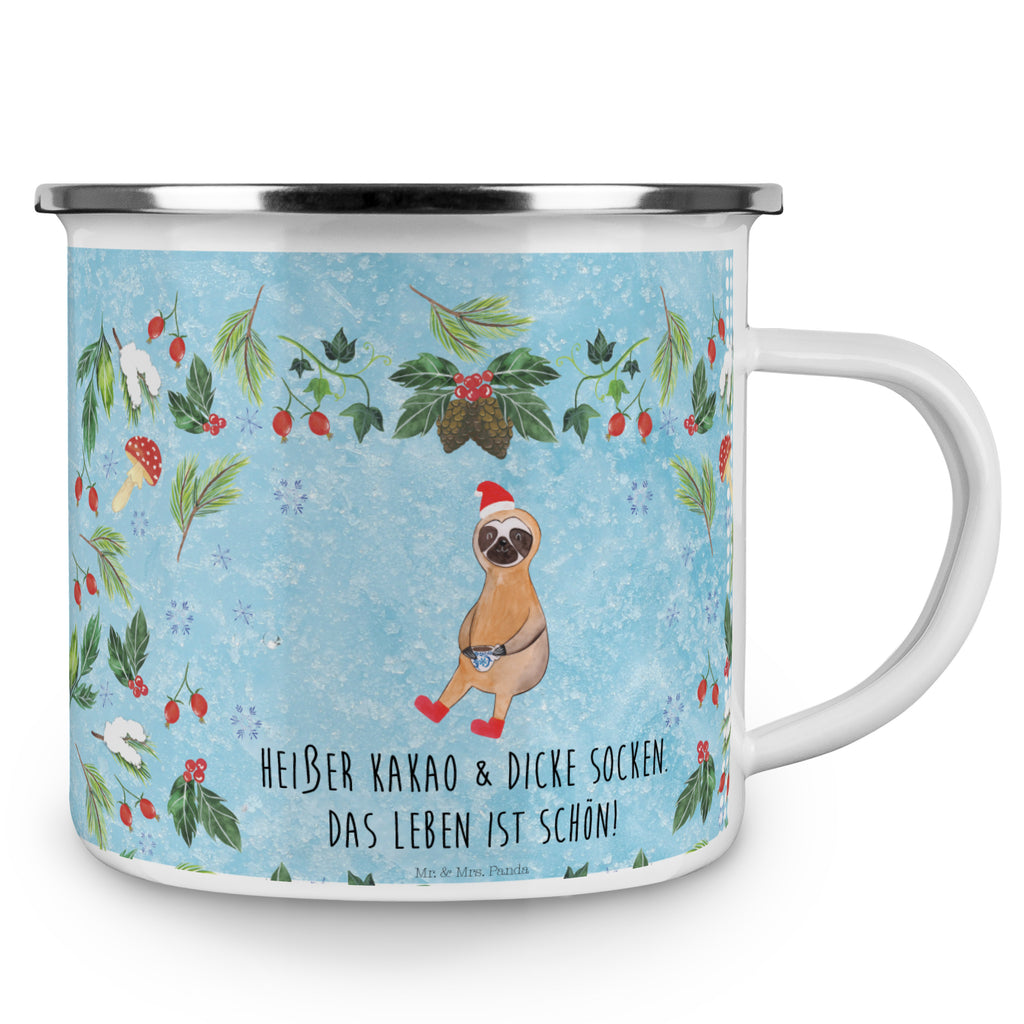 Camping Emaille Tasse Faultier Kakao Campingtasse, Trinkbecher, Metalltasse, Outdoor Tasse, Emaille Trinkbecher, Blechtasse Outdoor, Emaille Campingbecher, Edelstahl Trinkbecher, Metalltasse für Camping, Kaffee Blechtasse, Camping Tasse Metall, Winter, Weihnachten, Weihnachtsdeko, Nikolaus, Advent, Heiligabend, Wintermotiv
