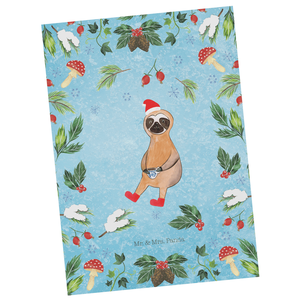 Postkarte Faultier Kakao Geschenkkarte, Grußkarte, Karte, Einladung, Ansichtskarte, Geburtstagskarte, Einladungskarte, Winter, Weihnachten, Weihnachtsdeko, Nikolaus, Advent, Heiligabend, Wintermotiv