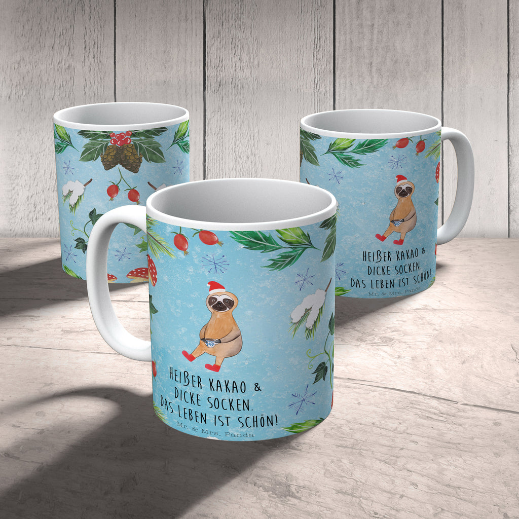 Tasse Faultier Kakao  Becher, Kaffeetasse, Kaffeebecher, Tee, Frühstück, Büro  Winter, Weihnachten, Weihnachtsdeko, Nikolaus, Advent, Heiligabend, Wintermotiv