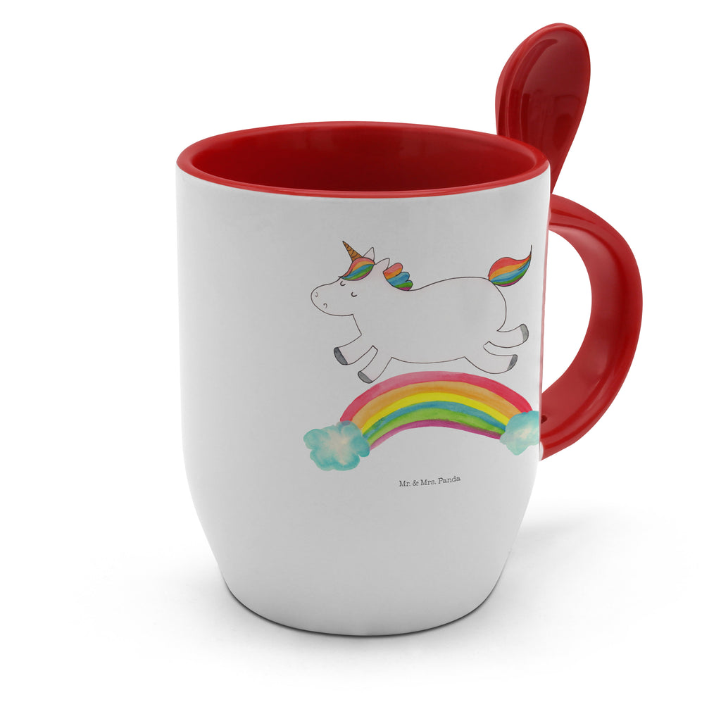 Tasse mit Löffel Einhorn Regenbogen Tasse, Kaffeetasse, Tassen, Tasse mit Spruch, Kaffeebecher, Tasse mit Löffel, Einhorn, Einhörner, Einhorn Deko, Pegasus, Unicorn, Regenbogen, Glitzer, Einhornpower, Erwachsenwerden, Einhornautobahn