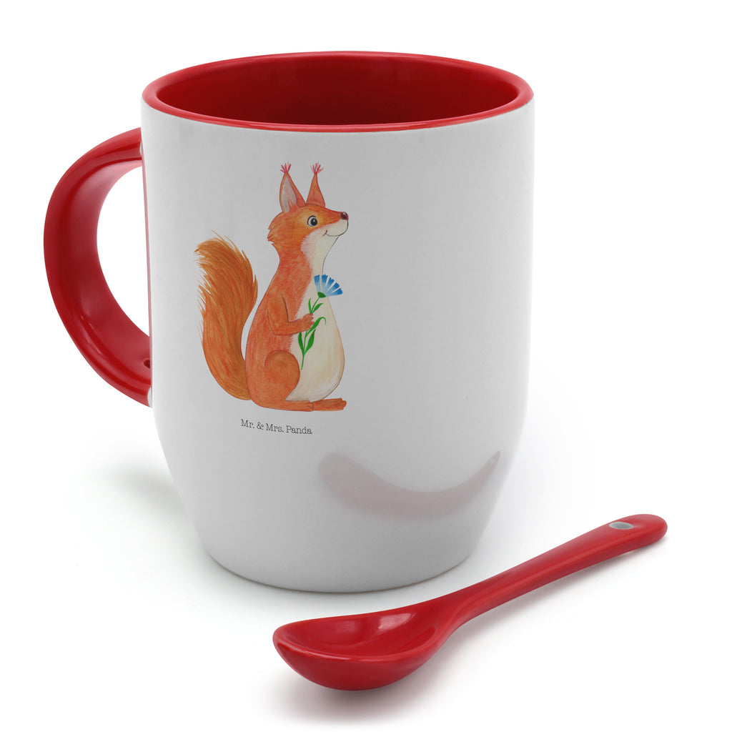 Tasse mit Löffel Eichhörnchen Blume Tasse, Kaffeetasse, Tassen, Tasse mit Spruch, Kaffeebecher, Tasse mit Löffel, Tiermotive, Gute Laune, lustige Sprüche, Tiere, Eichhörnchen, Eichhorn, Spruch positiv, Lachen, Spaß, Motivation Sprüche, Motivation Bilder, glücklich Spruch, Spruch Deko