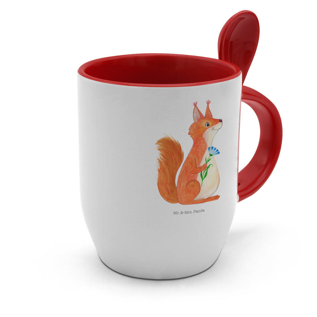 Tasse mit Löffel Eichhörnchen Blume Tasse, Kaffeetasse, Tassen, Tasse mit Spruch, Kaffeebecher, Tasse mit Löffel, Tiermotive, Gute Laune, lustige Sprüche, Tiere, Eichhörnchen, Eichhorn, Spruch positiv, Lachen, Spaß, Motivation Sprüche, Motivation Bilder, glücklich Spruch, Spruch Deko