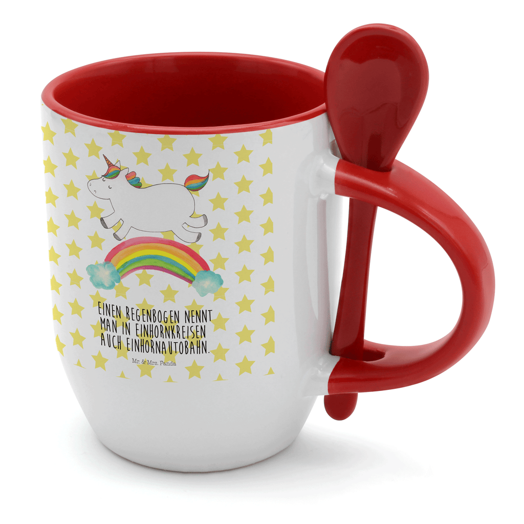 Tasse mit Löffel Einhorn Regenbogen Tasse, Kaffeetasse, Tassen, Tasse mit Spruch, Kaffeebecher, Tasse mit Löffel, Einhorn, Einhörner, Einhorn Deko, Pegasus, Unicorn, Regenbogen, Glitzer, Einhornpower, Erwachsenwerden, Einhornautobahn