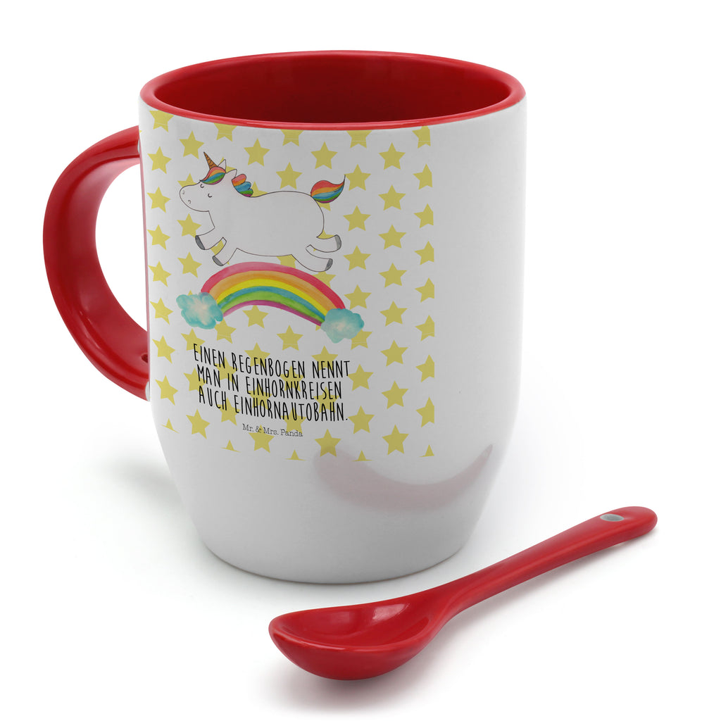 Tasse mit Löffel Einhorn Regenbogen Tasse, Kaffeetasse, Tassen, Tasse mit Spruch, Kaffeebecher, Tasse mit Löffel, Einhorn, Einhörner, Einhorn Deko, Pegasus, Unicorn, Regenbogen, Glitzer, Einhornpower, Erwachsenwerden, Einhornautobahn
