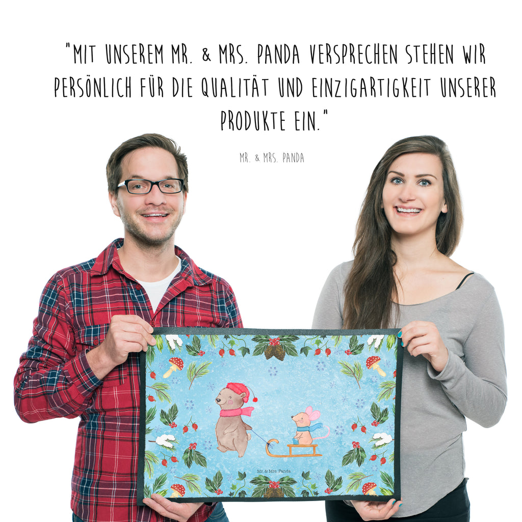 Fußmatte Bär Maus Schlitten  Türvorleger, Schmutzmatte, Fußabtreter, Matte, Schmutzfänger, Fußabstreifer, Schmutzfangmatte, Türmatte, Motivfußmatte,  Haustürmatte, Vorleger  Winter, Weihnachten, Weihnachtsdeko, Nikolaus, Advent, Heiligabend, Wintermotiv