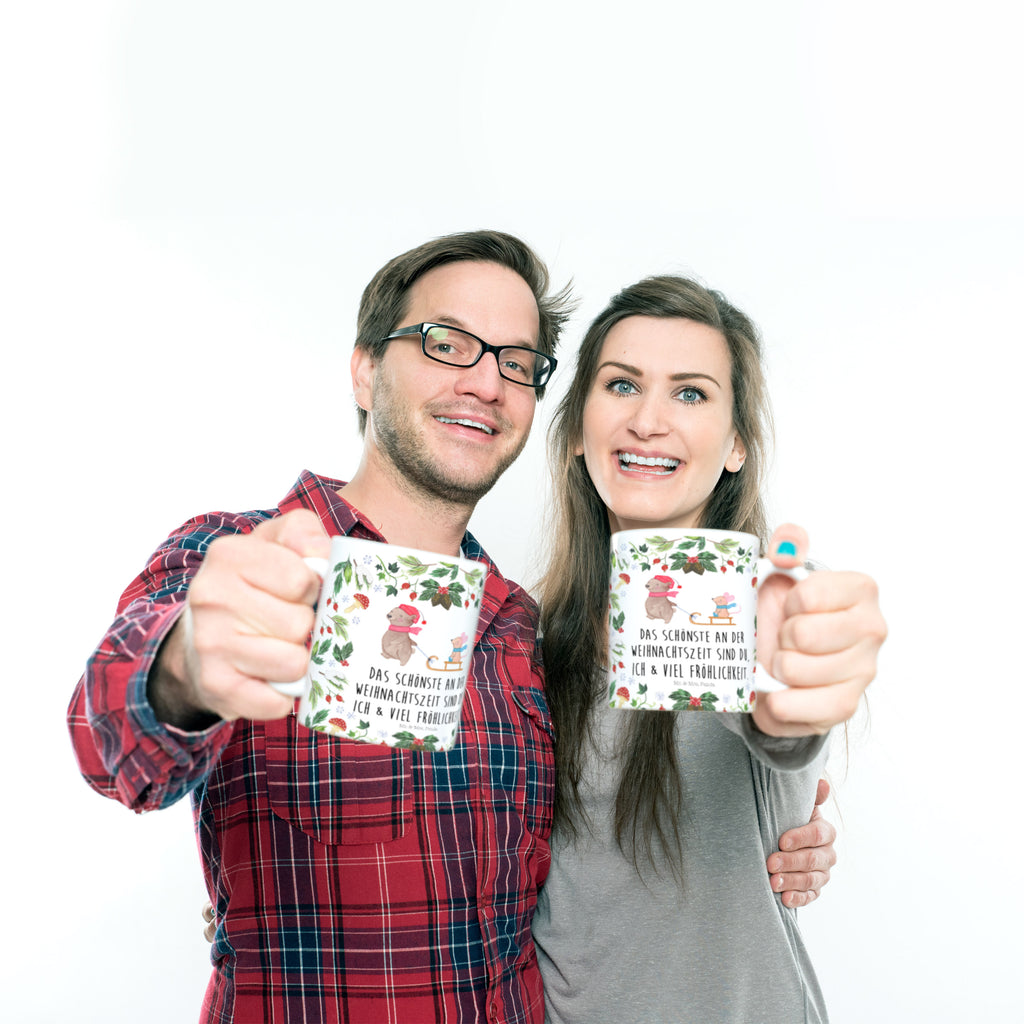 Tasse Bär Maus Schlitten  Becher, Kaffeetasse, Kaffeebecher, Tee, Frühstück, Büro  Winter, Weihnachten, Weihnachtsdeko, Nikolaus, Advent, Heiligabend, Wintermotiv