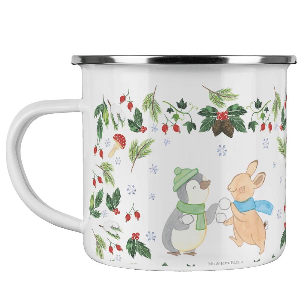 Camping Emaille Tasse Pinguin Hase Schneeballschlacht Campingtasse, Trinkbecher, Metalltasse, Outdoor Tasse, Emaille Trinkbecher, Blechtasse Outdoor, Emaille Campingbecher, Edelstahl Trinkbecher, Metalltasse für Camping, Kaffee Blechtasse, Camping Tasse Metall, Winter, Weihnachten, Weihnachtsdeko, Nikolaus, Advent, Heiligabend, Wintermotiv