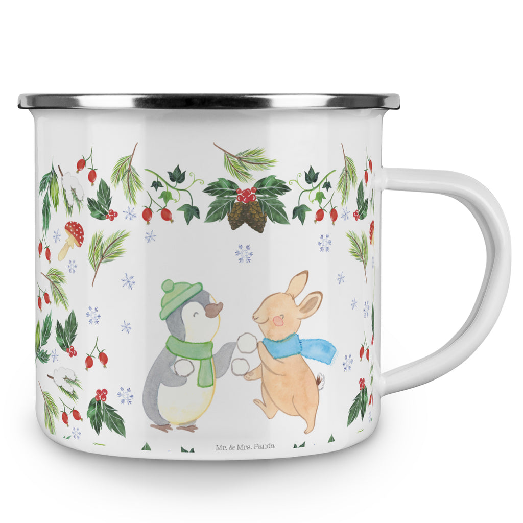 Camping Emaille Tasse Pinguin Hase Schneeballschlacht Campingtasse, Trinkbecher, Metalltasse, Outdoor Tasse, Emaille Trinkbecher, Blechtasse Outdoor, Emaille Campingbecher, Edelstahl Trinkbecher, Metalltasse für Camping, Kaffee Blechtasse, Camping Tasse Metall, Winter, Weihnachten, Weihnachtsdeko, Nikolaus, Advent, Heiligabend, Wintermotiv