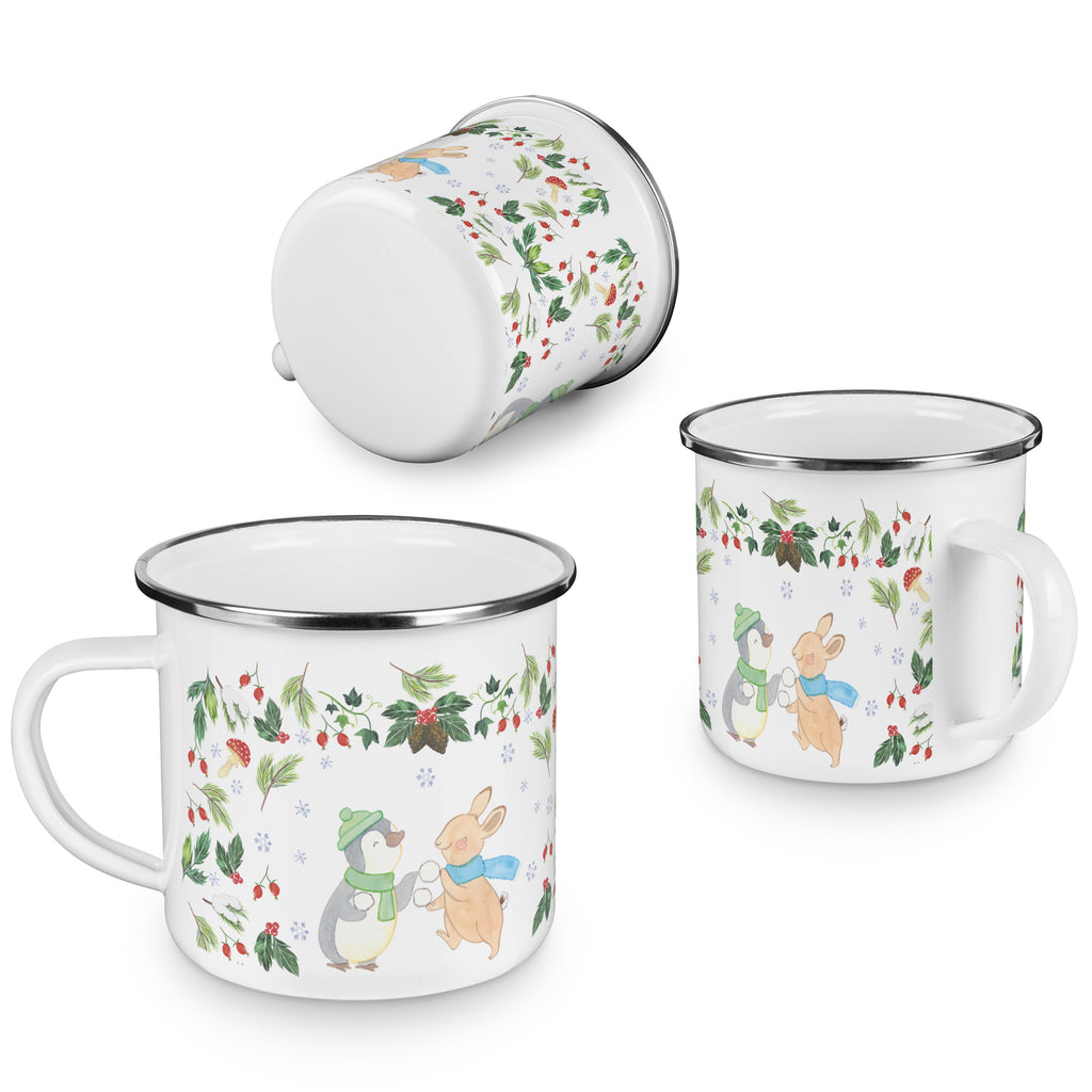 Camping Emaille Tasse Pinguin Hase Schneeballschlacht Campingtasse, Trinkbecher, Metalltasse, Outdoor Tasse, Emaille Trinkbecher, Blechtasse Outdoor, Emaille Campingbecher, Edelstahl Trinkbecher, Metalltasse für Camping, Kaffee Blechtasse, Camping Tasse Metall, Winter, Weihnachten, Weihnachtsdeko, Nikolaus, Advent, Heiligabend, Wintermotiv