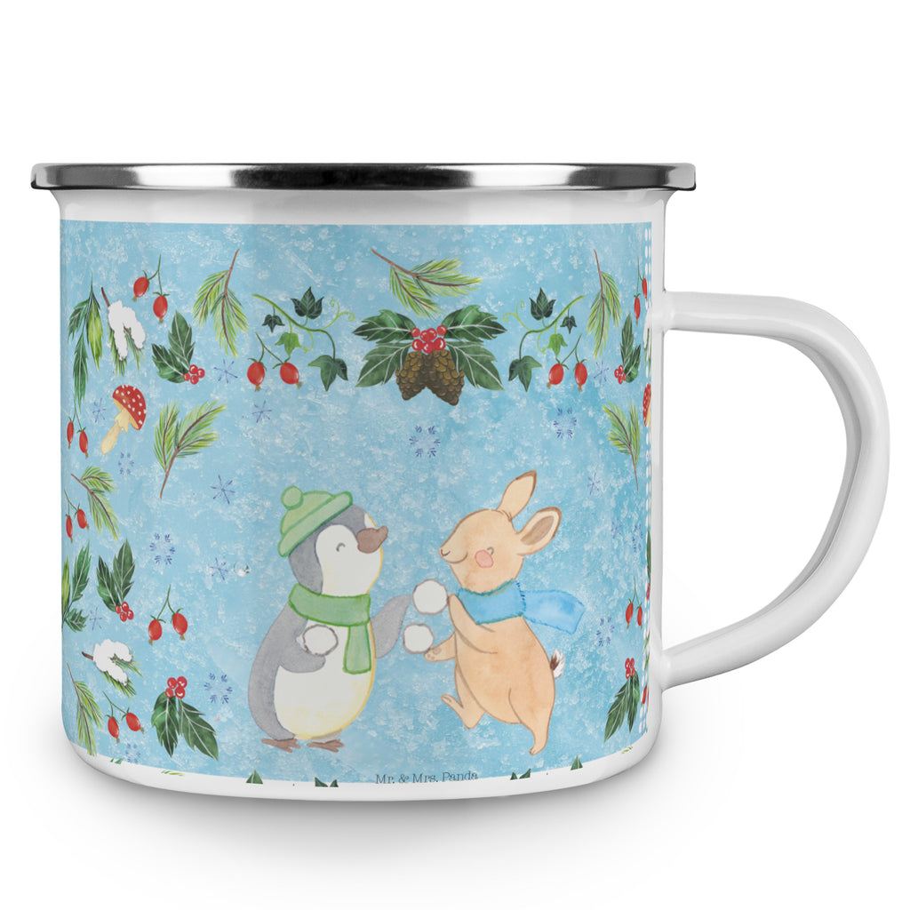 Camping Emaille Tasse Pinguin Hase Schneeballschlacht Campingtasse, Trinkbecher, Metalltasse, Outdoor Tasse, Emaille Trinkbecher, Blechtasse Outdoor, Emaille Campingbecher, Edelstahl Trinkbecher, Metalltasse für Camping, Kaffee Blechtasse, Camping Tasse Metall, Winter, Weihnachten, Weihnachtsdeko, Nikolaus, Advent, Heiligabend, Wintermotiv