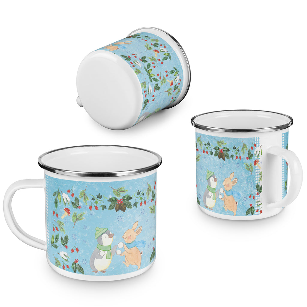 Camping Emaille Tasse Pinguin Hase Schneeballschlacht Campingtasse, Trinkbecher, Metalltasse, Outdoor Tasse, Emaille Trinkbecher, Blechtasse Outdoor, Emaille Campingbecher, Edelstahl Trinkbecher, Metalltasse für Camping, Kaffee Blechtasse, Camping Tasse Metall, Winter, Weihnachten, Weihnachtsdeko, Nikolaus, Advent, Heiligabend, Wintermotiv