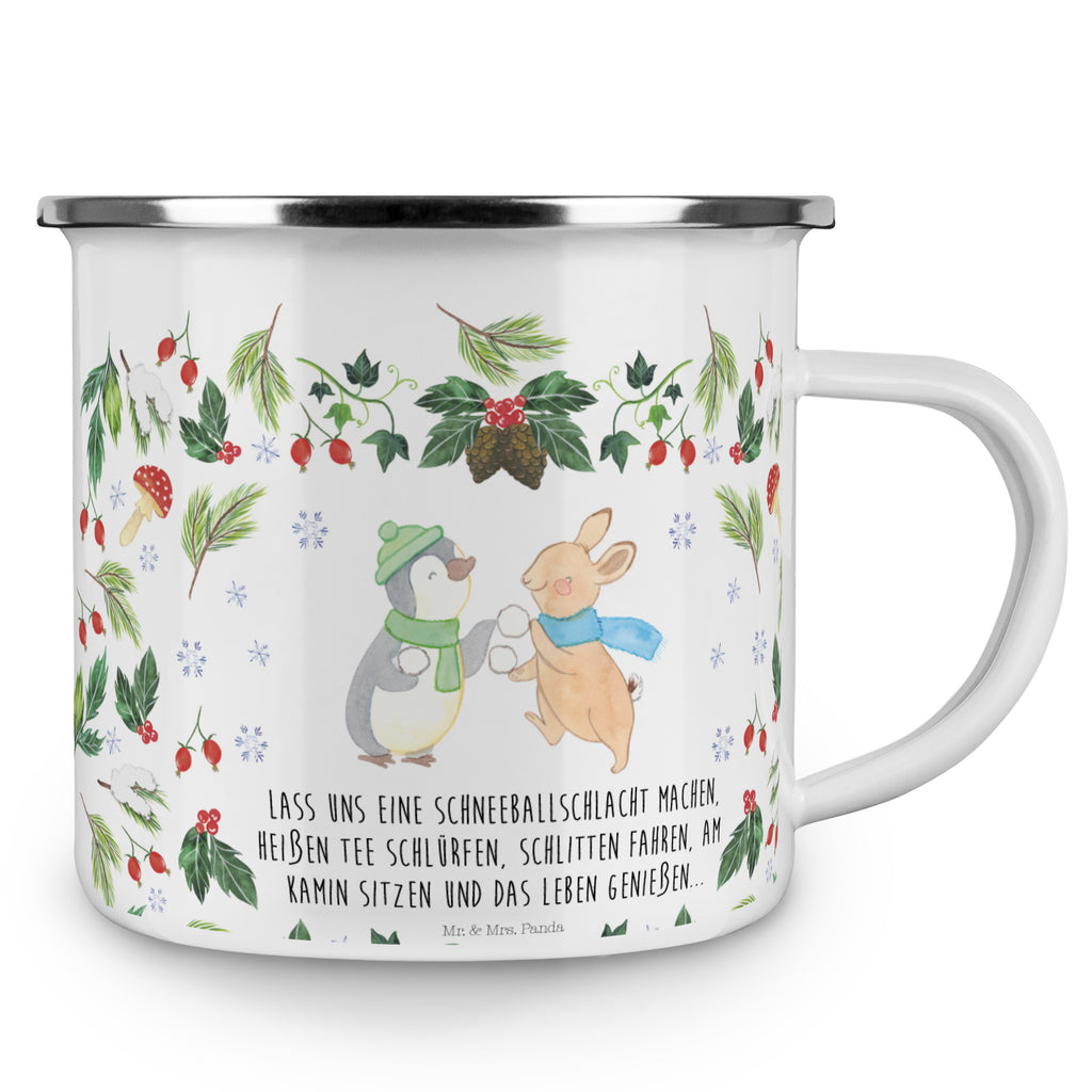 Camping Emaille Tasse Pinguin Hase Schneeballschlacht Campingtasse, Trinkbecher, Metalltasse, Outdoor Tasse, Emaille Trinkbecher, Blechtasse Outdoor, Emaille Campingbecher, Edelstahl Trinkbecher, Metalltasse für Camping, Kaffee Blechtasse, Camping Tasse Metall, Winter, Weihnachten, Weihnachtsdeko, Nikolaus, Advent, Heiligabend, Wintermotiv