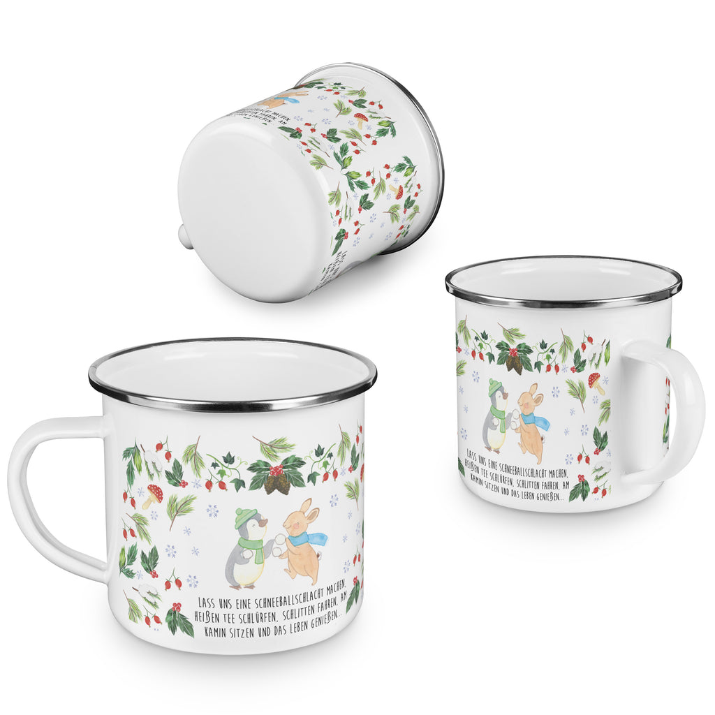 Camping Emaille Tasse Pinguin Hase Schneeballschlacht Campingtasse, Trinkbecher, Metalltasse, Outdoor Tasse, Emaille Trinkbecher, Blechtasse Outdoor, Emaille Campingbecher, Edelstahl Trinkbecher, Metalltasse für Camping, Kaffee Blechtasse, Camping Tasse Metall, Winter, Weihnachten, Weihnachtsdeko, Nikolaus, Advent, Heiligabend, Wintermotiv