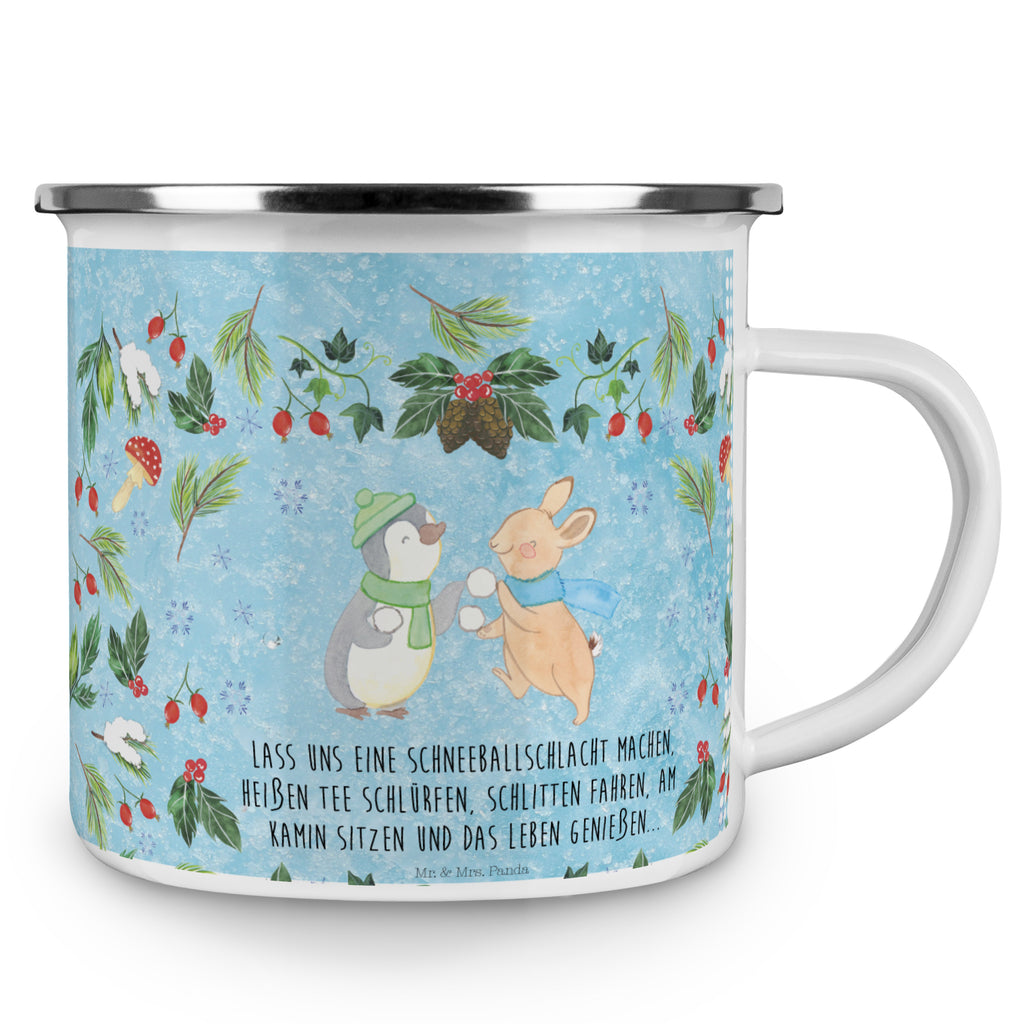Camping Emaille Tasse Pinguin Hase Schneeballschlacht Campingtasse, Trinkbecher, Metalltasse, Outdoor Tasse, Emaille Trinkbecher, Blechtasse Outdoor, Emaille Campingbecher, Edelstahl Trinkbecher, Metalltasse für Camping, Kaffee Blechtasse, Camping Tasse Metall, Winter, Weihnachten, Weihnachtsdeko, Nikolaus, Advent, Heiligabend, Wintermotiv