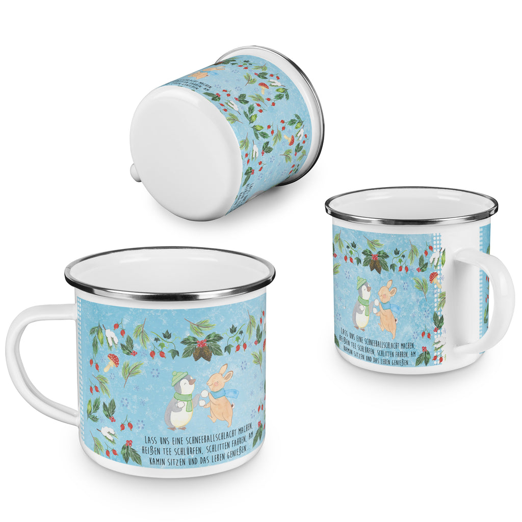 Camping Emaille Tasse Pinguin Hase Schneeballschlacht Campingtasse, Trinkbecher, Metalltasse, Outdoor Tasse, Emaille Trinkbecher, Blechtasse Outdoor, Emaille Campingbecher, Edelstahl Trinkbecher, Metalltasse für Camping, Kaffee Blechtasse, Camping Tasse Metall, Winter, Weihnachten, Weihnachtsdeko, Nikolaus, Advent, Heiligabend, Wintermotiv