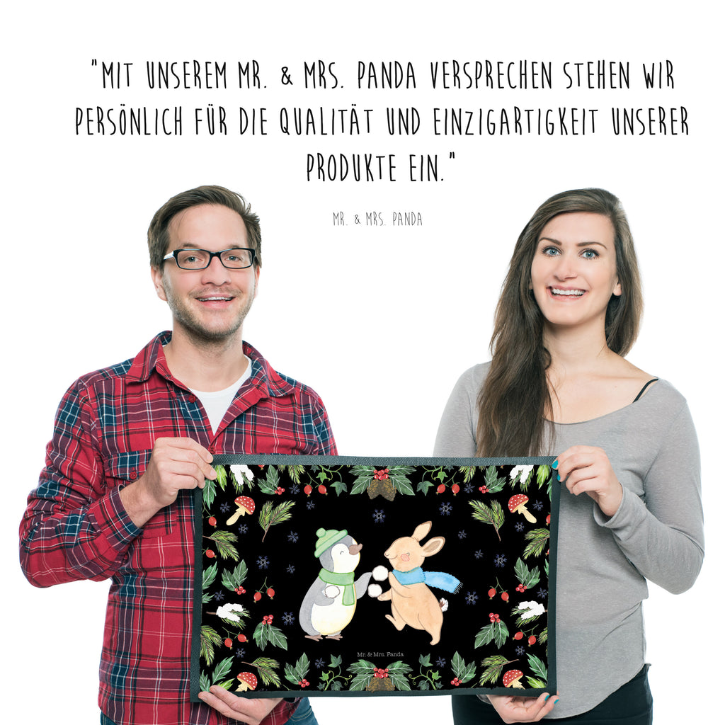 Fußmatte Pinguin Hase Schneeballschlacht  Türvorleger, Schmutzmatte, Fußabtreter, Matte, Schmutzfänger, Fußabstreifer, Schmutzfangmatte, Türmatte, Motivfußmatte,  Haustürmatte, Vorleger  Winter, Weihnachten, Weihnachtsdeko, Nikolaus, Advent, Heiligabend, Wintermotiv
