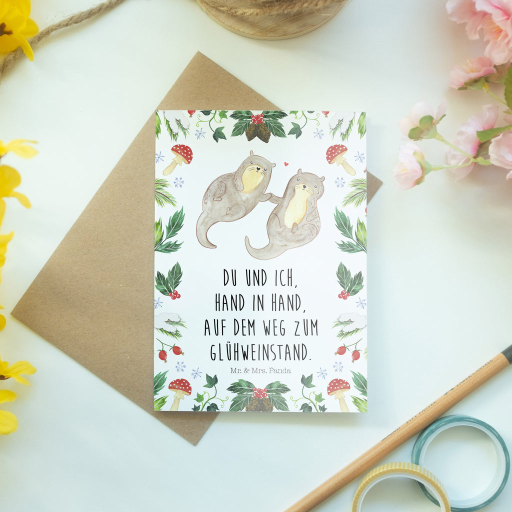 Grußkarte Otter Glühweinstand Klappkarte, Einladungskarte, Glückwunschkarte, Hochzeitskarte, Geburtstagskarte, Karte, Winter, Weihnachten, Weihnachtsdeko, Nikolaus, Advent, Heiligabend, Wintermotiv