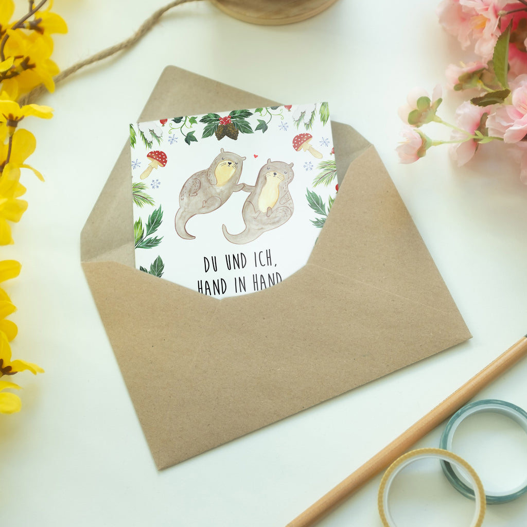 Grußkarte Otter Glühweinstand Klappkarte, Einladungskarte, Glückwunschkarte, Hochzeitskarte, Geburtstagskarte, Karte, Winter, Weihnachten, Weihnachtsdeko, Nikolaus, Advent, Heiligabend, Wintermotiv