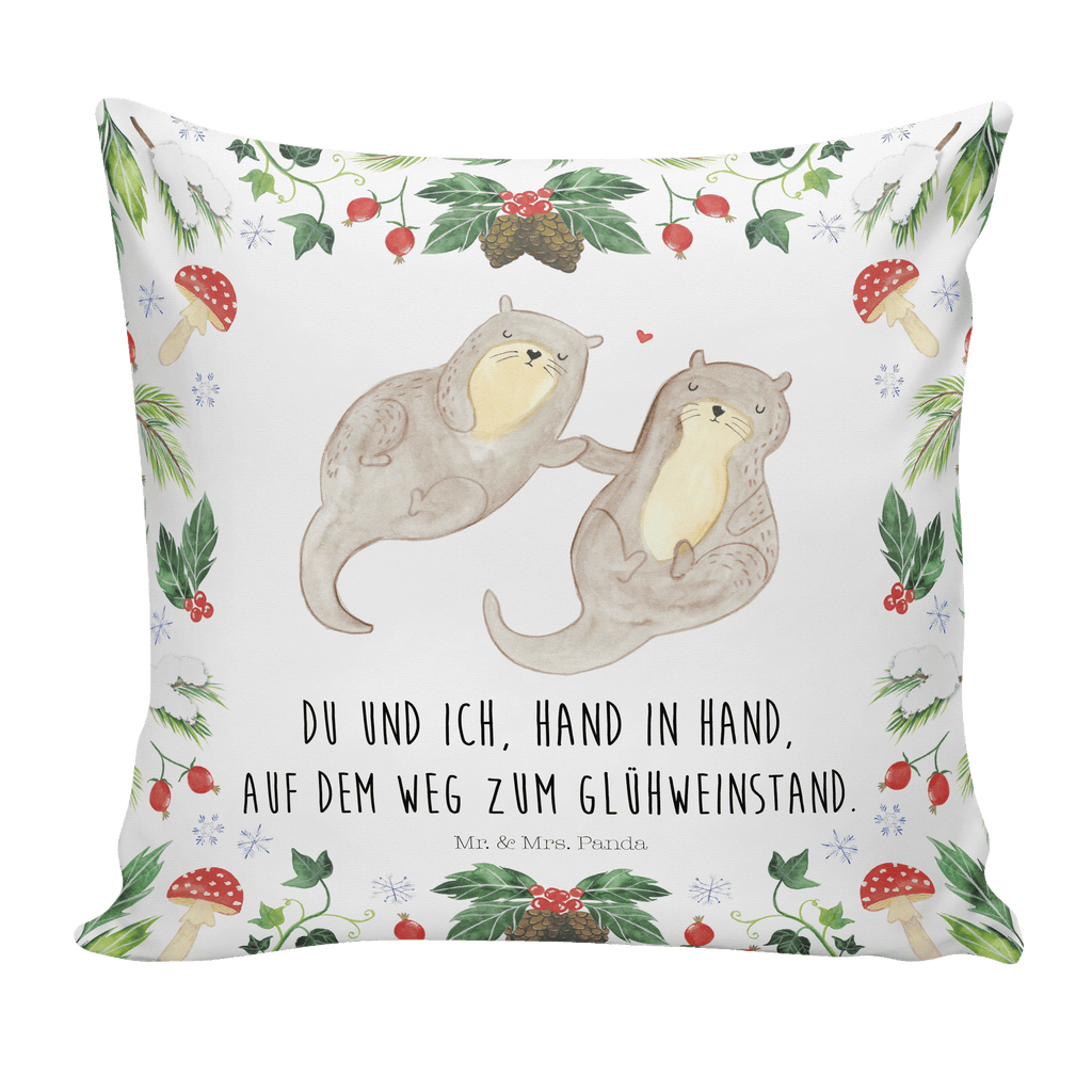 40x40 Kissen Otter Glühweinstand Kissenhülle, Kopfkissen, Sofakissen, Dekokissen, Motivkissen, Winter, Weihnachten, Weihnachtsdeko, Nikolaus, Advent, Heiligabend, Wintermotiv