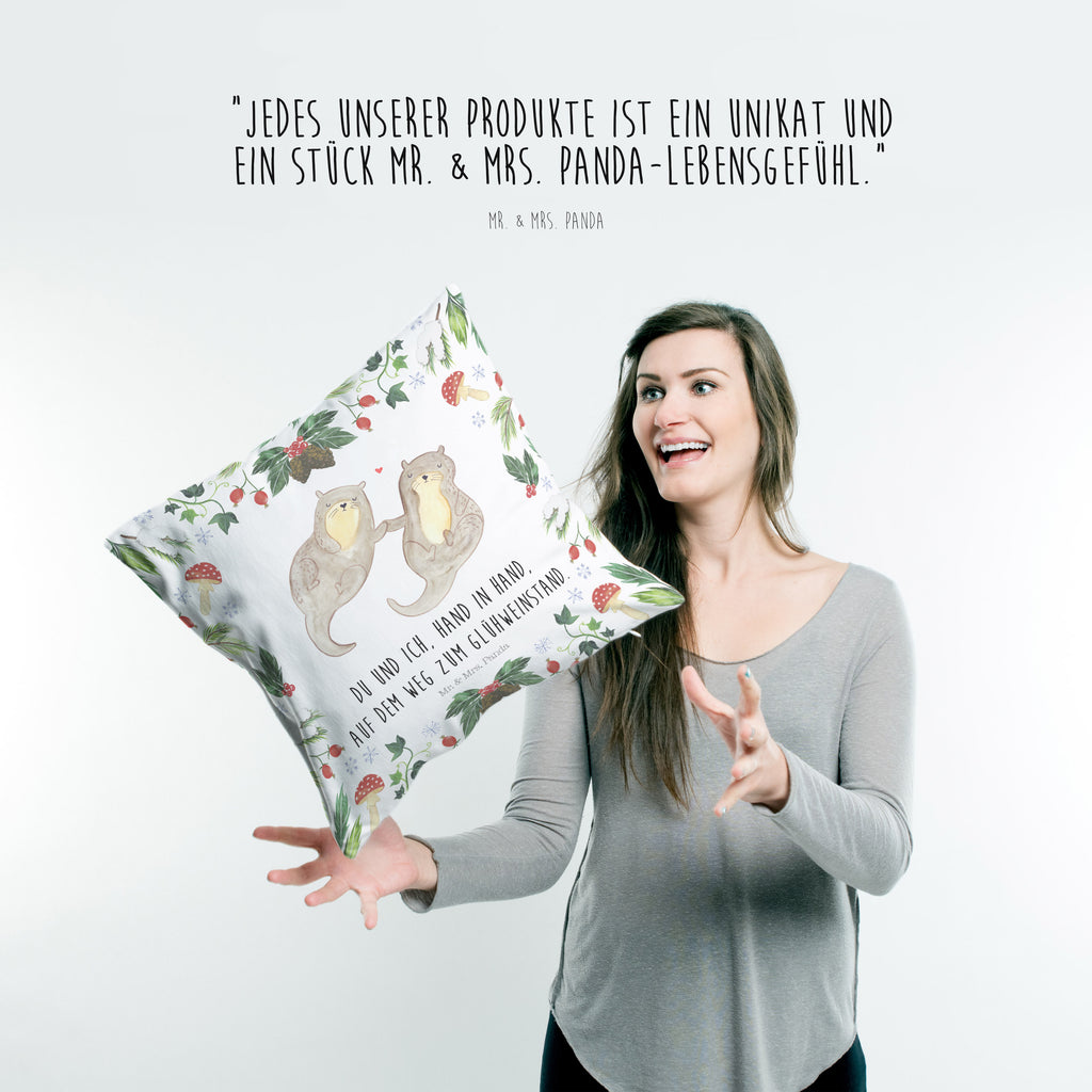 40x40 Kissen Otter Glühweinstand Kissenhülle, Kopfkissen, Sofakissen, Dekokissen, Motivkissen, Winter, Weihnachten, Weihnachtsdeko, Nikolaus, Advent, Heiligabend, Wintermotiv