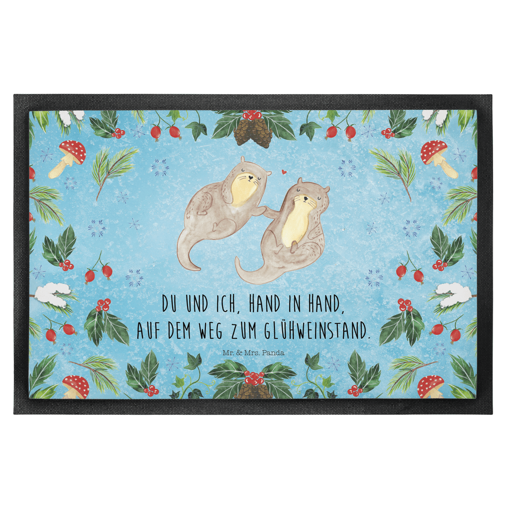 Fußmatte Otter Glühweinstand  Türvorleger, Schmutzmatte, Fußabtreter, Matte, Schmutzfänger, Fußabstreifer, Schmutzfangmatte, Türmatte, Motivfußmatte,  Haustürmatte, Vorleger  Winter, Weihnachten, Weihnachtsdeko, Nikolaus, Advent, Heiligabend, Wintermotiv