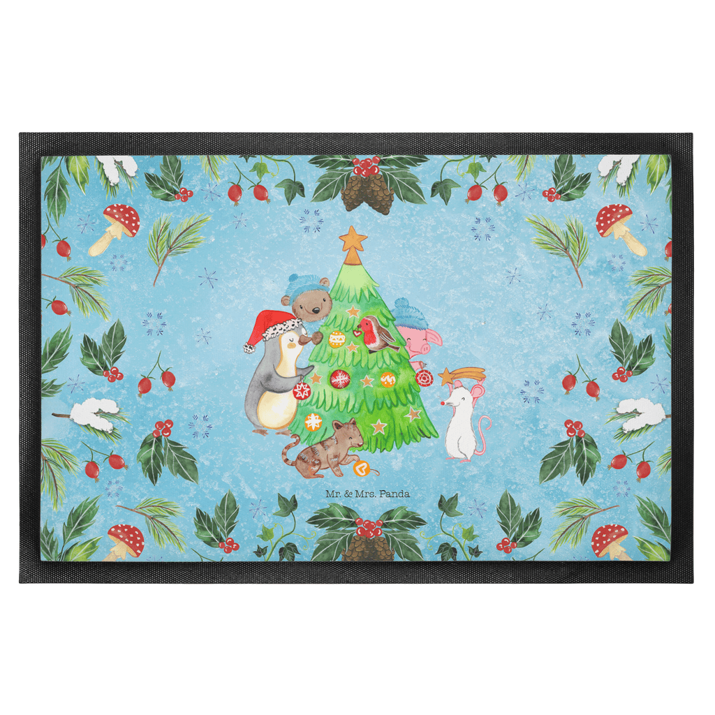 Fußmatte Weihnachtsbaum schmücken  Türvorleger, Schmutzmatte, Fußabtreter, Matte, Schmutzfänger, Fußabstreifer, Schmutzfangmatte, Türmatte, Motivfußmatte,  Haustürmatte, Vorleger  Winter, Weihnachten, Weihnachtsdeko, Nikolaus, Advent, Heiligabend, Wintermotiv