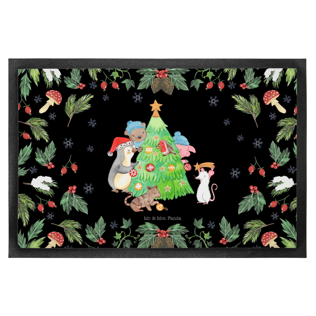 Fußmatte Weihnachtsbaum schmücken  Türvorleger, Schmutzmatte, Fußabtreter, Matte, Schmutzfänger, Fußabstreifer, Schmutzfangmatte, Türmatte, Motivfußmatte,  Haustürmatte, Vorleger  Winter, Weihnachten, Weihnachtsdeko, Nikolaus, Advent, Heiligabend, Wintermotiv