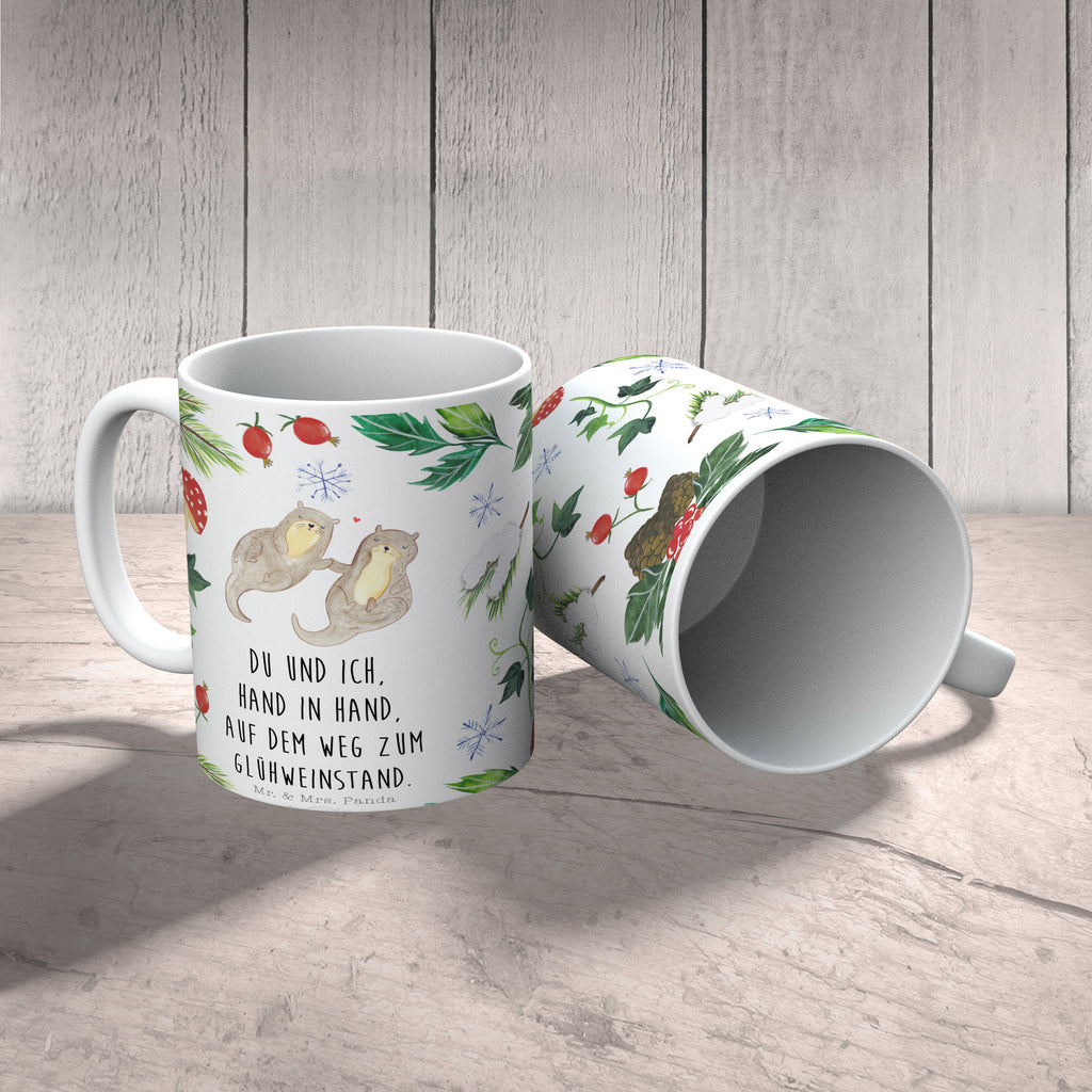 Tasse Otter Glühweinstand  Becher, Kaffeetasse, Kaffeebecher, Tee, Frühstück, Büro  Winter, Weihnachten, Weihnachtsdeko, Nikolaus, Advent, Heiligabend, Wintermotiv