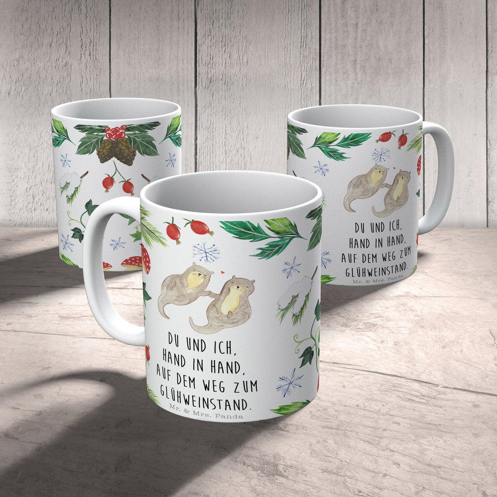 Tasse Otter Glühweinstand  Becher, Kaffeetasse, Kaffeebecher, Tee, Frühstück, Büro  Winter, Weihnachten, Weihnachtsdeko, Nikolaus, Advent, Heiligabend, Wintermotiv