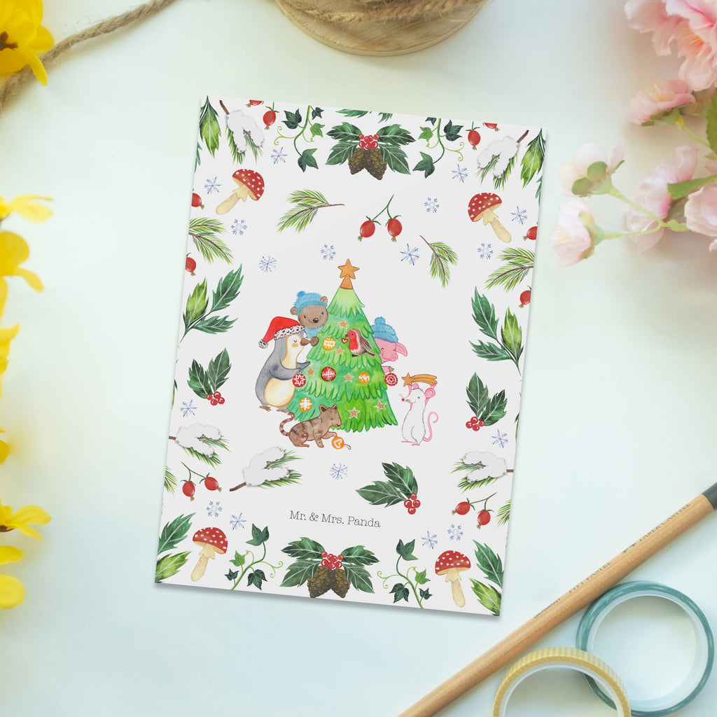 Postkarte Weihnachtsbaum schmücken Geschenkkarte, Grußkarte, Karte, Einladung, Ansichtskarte, Geburtstagskarte, Einladungskarte, Winter, Weihnachten, Weihnachtsdeko, Nikolaus, Advent, Heiligabend, Wintermotiv