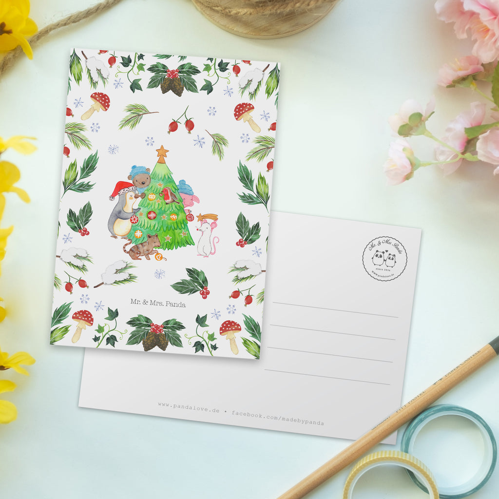 Postkarte Weihnachtsbaum schmücken Geschenkkarte, Grußkarte, Karte, Einladung, Ansichtskarte, Geburtstagskarte, Einladungskarte, Winter, Weihnachten, Weihnachtsdeko, Nikolaus, Advent, Heiligabend, Wintermotiv