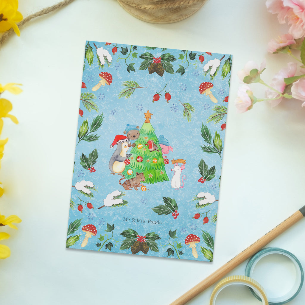 Postkarte Weihnachtsbaum schmücken Geschenkkarte, Grußkarte, Karte, Einladung, Ansichtskarte, Geburtstagskarte, Einladungskarte, Winter, Weihnachten, Weihnachtsdeko, Nikolaus, Advent, Heiligabend, Wintermotiv