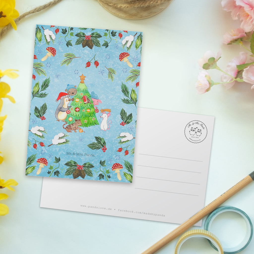 Postkarte Weihnachtsbaum schmücken Geschenkkarte, Grußkarte, Karte, Einladung, Ansichtskarte, Geburtstagskarte, Einladungskarte, Winter, Weihnachten, Weihnachtsdeko, Nikolaus, Advent, Heiligabend, Wintermotiv