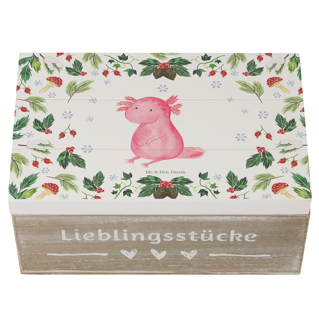 Holzkiste Axolotl Glücklich Holzkiste, Kiste, Schatzkiste, Truhe, Schatulle, XXL, Erinnerungsbox, Erinnerungskiste, Dekokiste, Aufbewahrungsbox, Winter, Weihnachten, Weihnachtsdeko, Nikolaus, Advent, Heiligabend, Wintermotiv